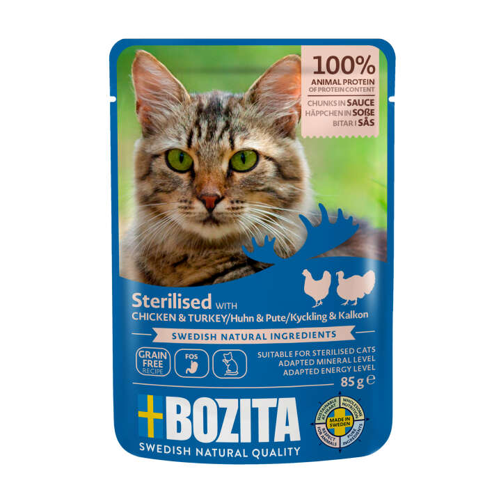 BOZITA Katzen-Nassfutter Sterilised in Sauce mit Hühnchen & Pute